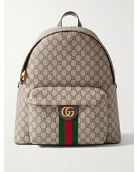 Gucci - Ophidia Medium Leather-Trimmed Monogrammed Coated-Canvas Backpack - Lyst