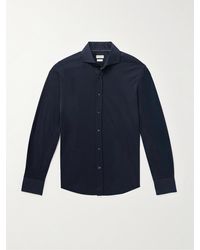 Brunello Cucinelli - Cutaway-collar Silk And Cotton-blend Shirt - Lyst
