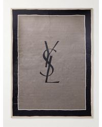 Saint Laurent - Logo-Print Striped Silk-Satin Scarf - Lyst