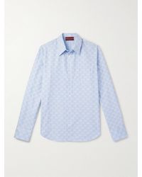 Gucci - Hemd aus gestreiftem Jacquard aus einer Baumwoll-Seidenmischung mit Logomuster - Lyst