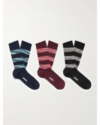 Missoni - Three-pack Striped Stretch Cotton-blend Socks - Lyst
