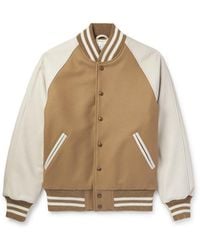 Golden Bear - The Ralston Wool-blend And Leather Bomber Jacket - Lyst