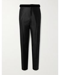 Tom Ford - Straight-Leg Velvet-Trimmed Wool, Mohair And Silk-Blend Tuxedo Trousers - Lyst