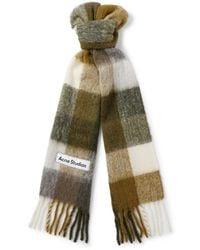 Acne Studios - Vally Fringed Checked Knitted Scarf - Lyst