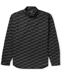 Balenciaga - Oversized Button-down Collar Logo-print Cotton-poplin Shirt - Lyst