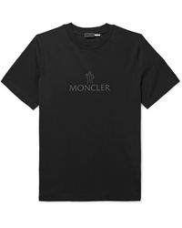 Moncler - Mesh-trimmed Logo-print Cotton-jersey T-shirt - Lyst