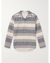 Universal Works - Striped Brushed-cotton Shirt - Lyst