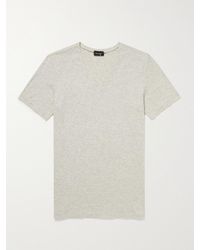 Hanro Mercerised Cotton-blend V-neck T-shirt - Grey