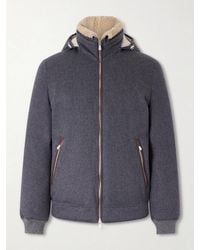 Brunello Cucinelli - Shearling-Trimmed Wool Hooded Down Jacket - Lyst