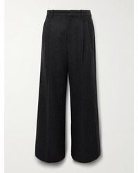 The Row - Oberyn Wide-Leg Pleated Melton Virgin Wool And Cashmere-Blend Flannel Trousers - Lyst