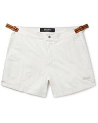 Zegna - Slim-fit Mid-length Webbing-trimmed Swim Shorts - Lyst