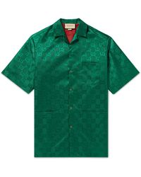 Gucci Oversized Camp-collar Logo-jacquard Nylon Shirt - Green