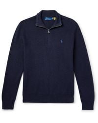 Polo Ralph Lauren - Logo-embroidered Honeycomb-knit Cotton Sweater - Lyst