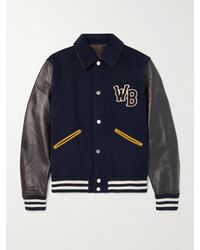 Wales Bonner - Logo-appliquéd Leather And Brushed Wool-blend Varsity Jacket - Lyst