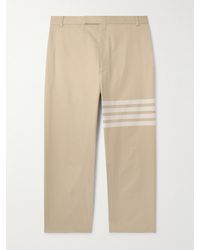 Thom Browne - Straight-leg Cropped Striped Cotton-twill Trousers - Lyst