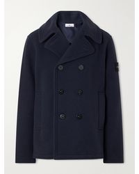 Stone Island - Double-Breasted Melton Wool And Cashmere-Blend Twill Coat - Lyst