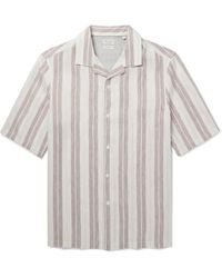 Brunello Cucinelli - Camp-collar Striped Linen And Lyocell-blend Shirt - Lyst