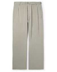Lemaire - Straight-leg Belted Silk-blend Trousers - Lyst