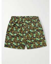 Bode - Gooseberry Wide-leg Printed Cotton And Silk-blend Twill Shorts - Lyst