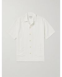 Oliver Spencer - Camp-collar Linen And Cotton-blend Jacquard Shirt - Lyst