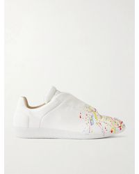 Maison Margiela - Future Low Paint-Splattered Leather Sneakers - Lyst