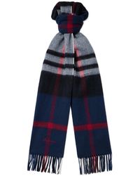 Mulberry - Logo-embroidered Fringed Checked Wool Scarf - Lyst