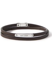 Saint Laurent - Cassandre Silver-tone And Leather Bracelet - Lyst