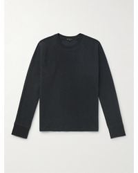 James Perse - Waffle-knit Brushed Cotton And Cashmere-blend Sweatshirt - Lyst