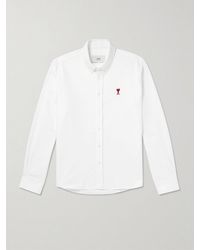 Ami Paris - Button-Down Collar Logo-Embroidered Cotton Oxford Shirt - Lyst