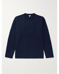 Loewe - Pullover in misto lana con logo impresso - Lyst
