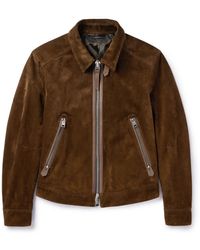 Tom Ford - Leather-trimmed Suede Bomber Jacket - Lyst