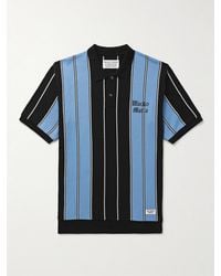 Wacko Maria - Logo-Embroidered Striped Jacquard-Knit Cotton-Blend Polo Shirt - Lyst
