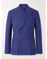Paul Smith - Wool, Linen And Silk-Blend Double-Breasted Blazer - Lyst