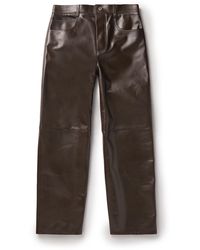 Bottega Veneta - Straight-leg Panelled Leather Trousers - Lyst