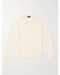 Theory - Briody Open-collar Merino Wool-blend Polo Shirt - Lyst