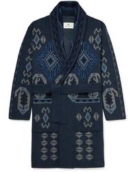 Etro Intarsia Wool Robe - Blue