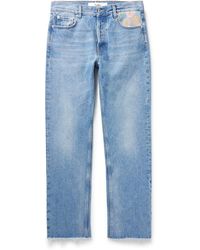 Séfr - Straight-leg Distressed Felt-trimmed Jeans - Lyst