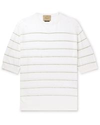 Federico Curradi - Linen-trimmed Striped Cotton T-shirt - Lyst