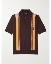 Amiri - Striped Wool And Cotton-blend Polo Shirt - Lyst