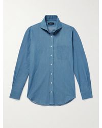 Thom Sweeney - Slim-Fit Cutaway-Collar Cotton-Chambray Shirt - Lyst