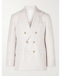 Brunello Cucinelli - Double-breasted Prince Of Wales Checked Wool-blend Blazer - Lyst
