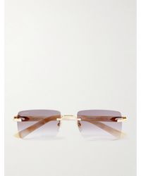 Cartier - Signature C Rimless Rectangular-frame Gold-tone And Acetate Sunglasses - Lyst