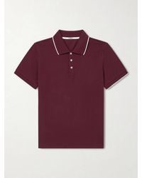 Saint Laurent - Slim-Fit Logo-Embroidered Cotton-Piqué Polo Shirt - Lyst