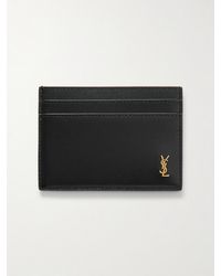 Saint Laurent - Logo-embellished Leather Cardholder - Lyst