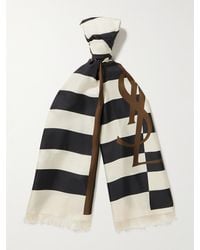 Saint Laurent - Frayed Striped Silk-twill Scarf - Lyst