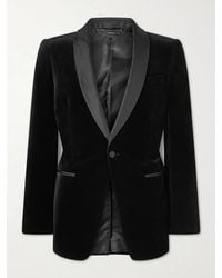 Tom Ford - Satin-Trimmed Cotton-Blend Velvet Suit Jacket - Lyst