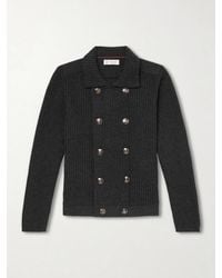 Brunello Cucinelli - Double-Breasted Ribbed Cashmere Cardigan - Lyst