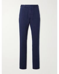 Ralph Lauren - Gregory Straight-leg Herringbone Cotton And Linen-blend Trousers - Lyst