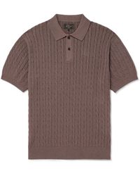 Beams Plus - Cable-knit Linen And Cotton-blend Polo Shirt - Lyst