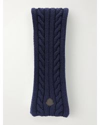 Moncler - Logo-Appliqué Cable-Knit Virgin Wool Scarf - Lyst